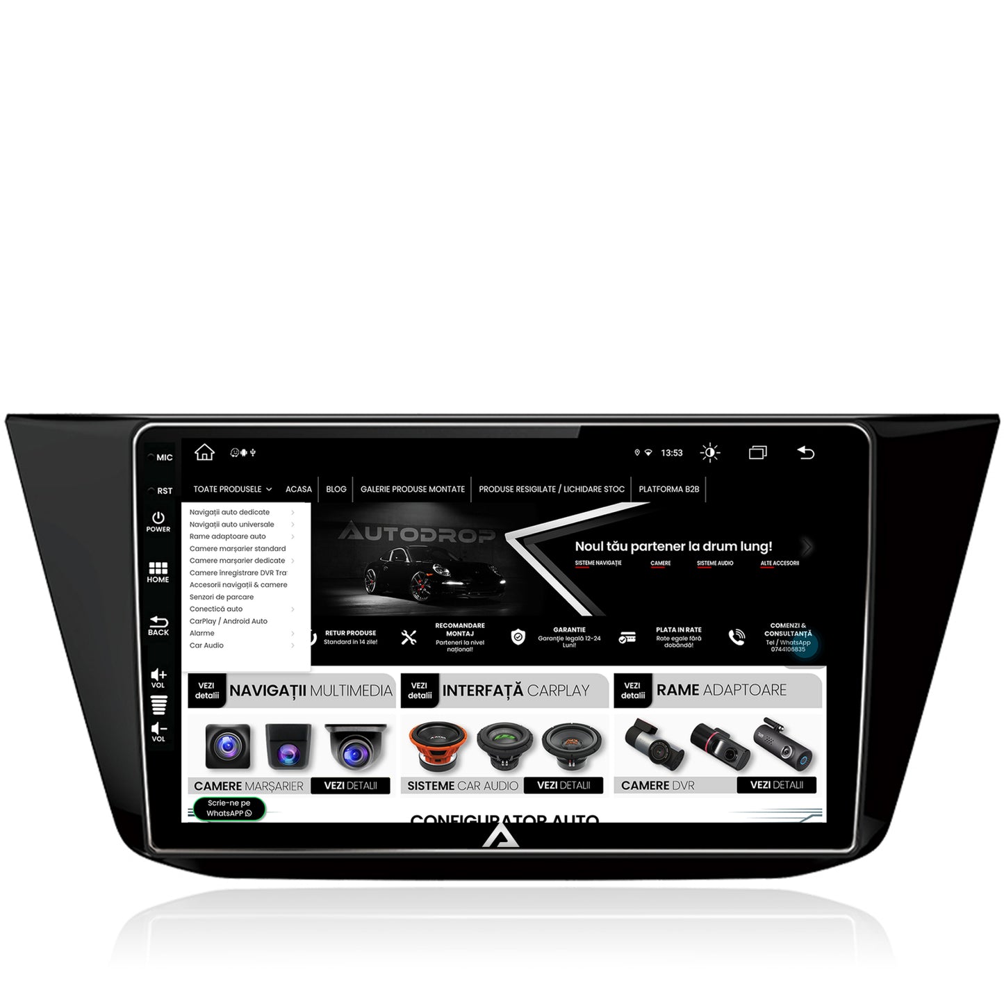 Navigatie Volkswagen Tiguan (2016+), Android, Z-Octacore / 8GB RAM + 256GB ROM, 10.1 Inch - AD-BGZ10008+AD-BGRKIT036