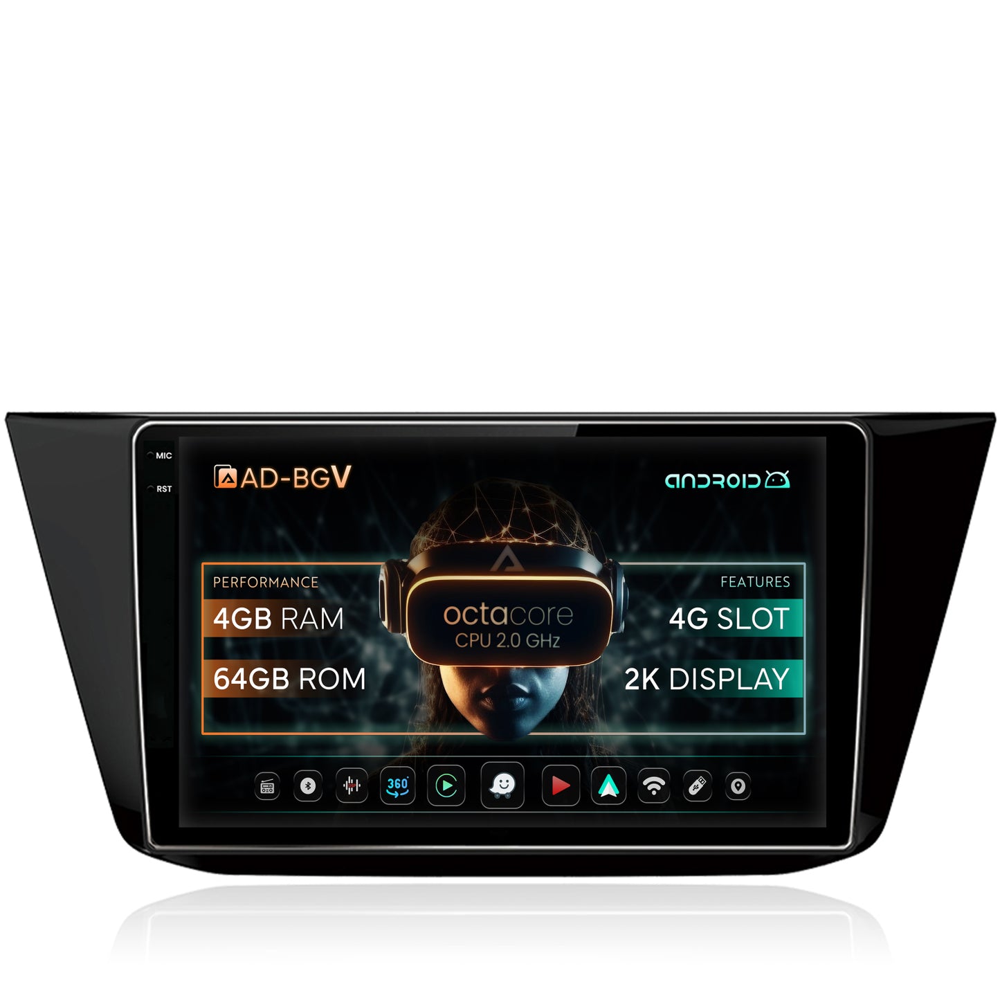 Navigatie Volkswagen Tiguan (2016+), Android, V-Octacore / 4GB RAM + 64GB ROM, 10.36 Inch - AD-BGV10004+AD-BGRKIT036