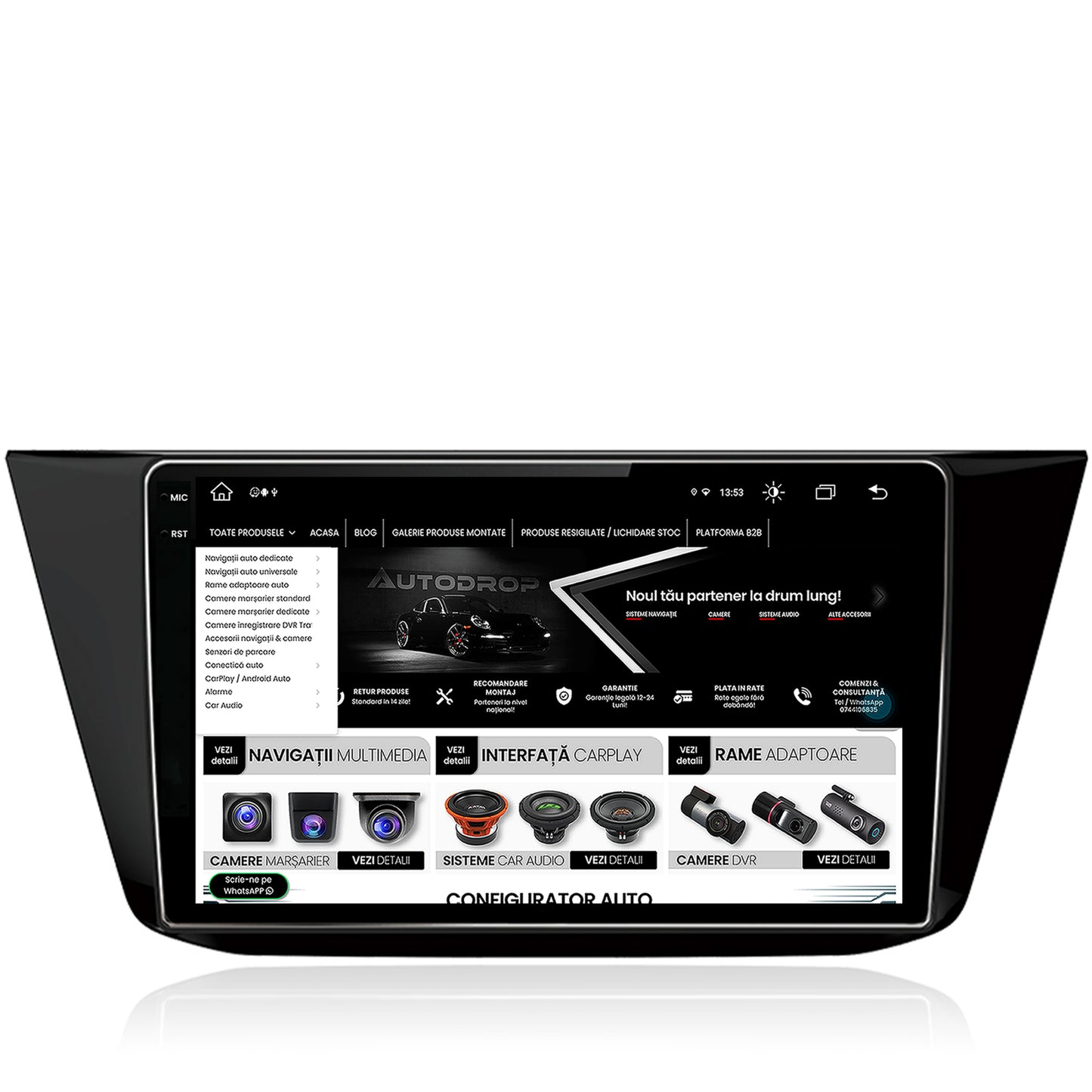 Navigatie Volkswagen Tiguan (2016+), Android, V-Octacore / 4GB RAM + 64GB ROM, 10.36 Inch - AD-BGV10004+AD-BGRKIT036