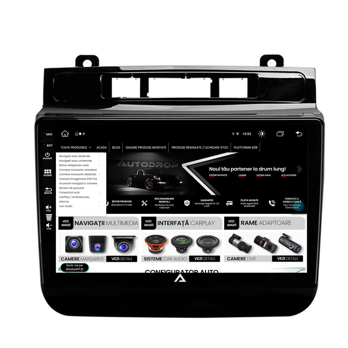 Navigatie Volkswagen Touareg (2010-2018), Android, Z-Octacore / 8GB RAM + 256GB ROM, 9 Inch - AD-BGZ9008+AD-BGRKIT051