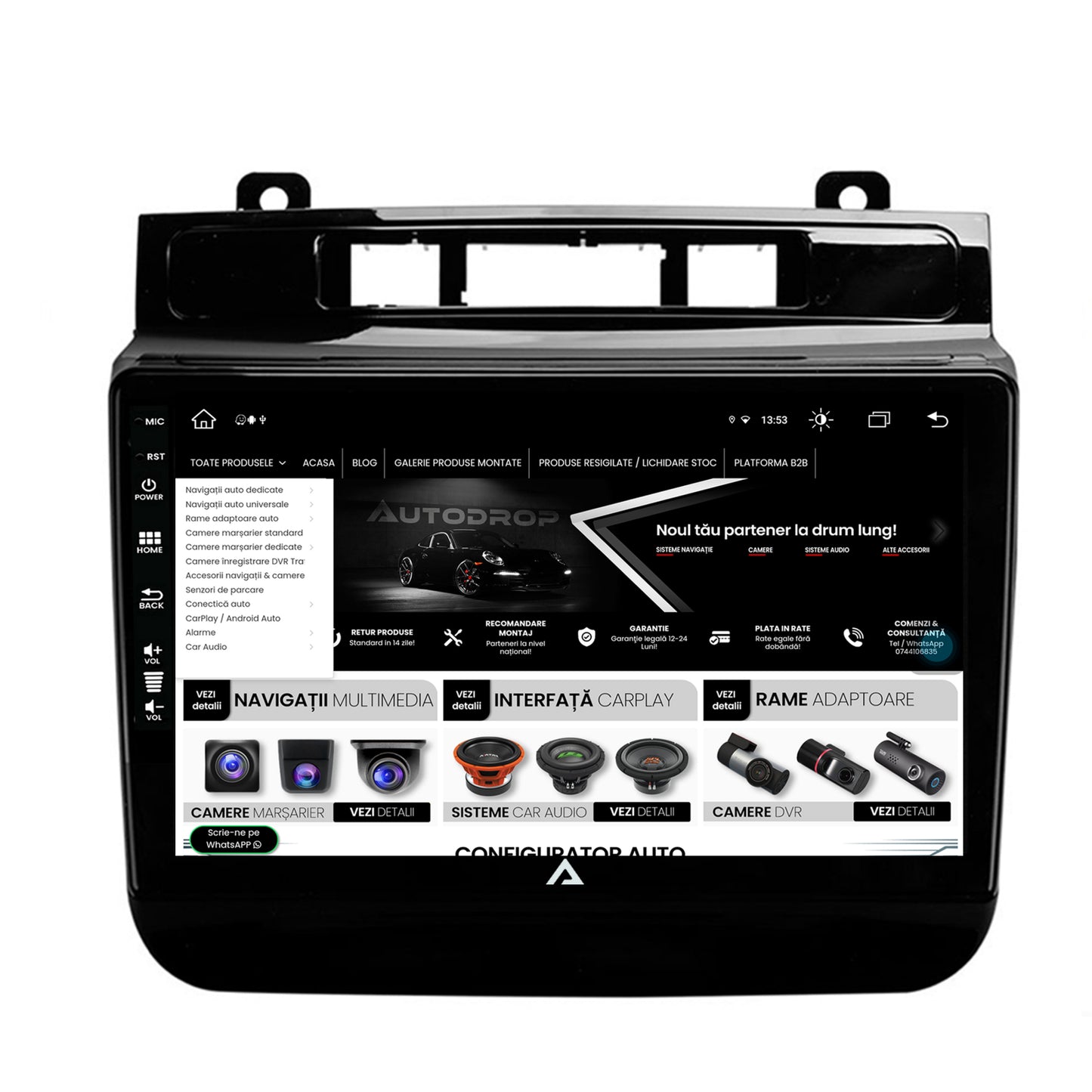 Navigatie Volkswagen Touareg (2010-2018), Android, Z-Octacore / 8GB RAM + 256GB ROM, 9 Inch - AD-BGZ9008+AD-BGRKIT051