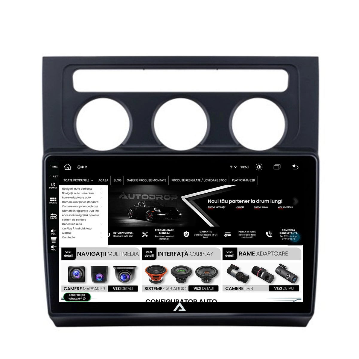 Navigatie Volkswagen Touran (2003-2010), Android, Z-Octacore / 8GB RAM + 256GB ROM, 10.1 INCH - AD-BGZ10008+AD-BGRKIT053