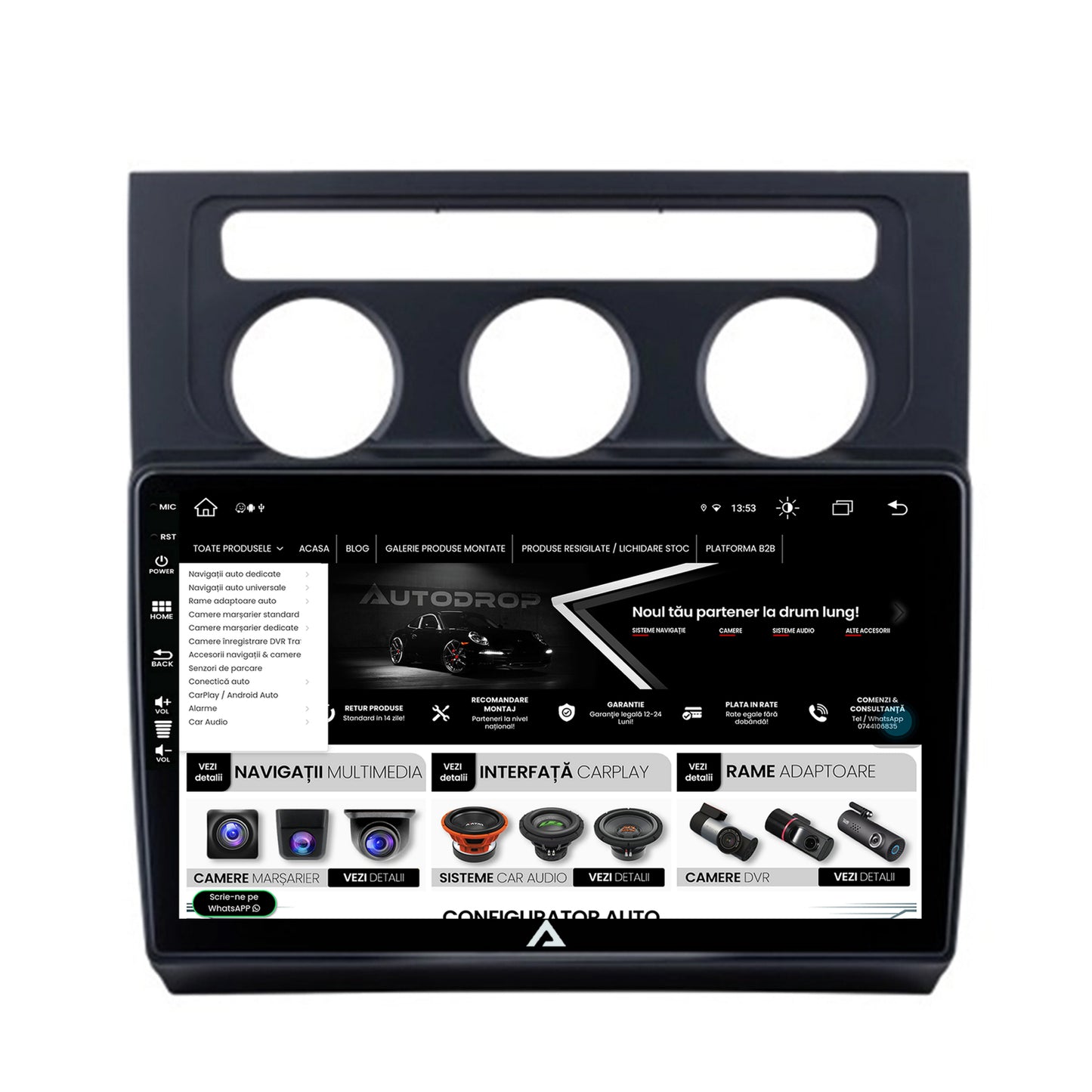 Navigatie Volkswagen Touran (2003-2010), Android, Z-Octacore / 8GB RAM + 256GB ROM, 10.1 INCH - AD-BGZ10008+AD-BGRKIT053
