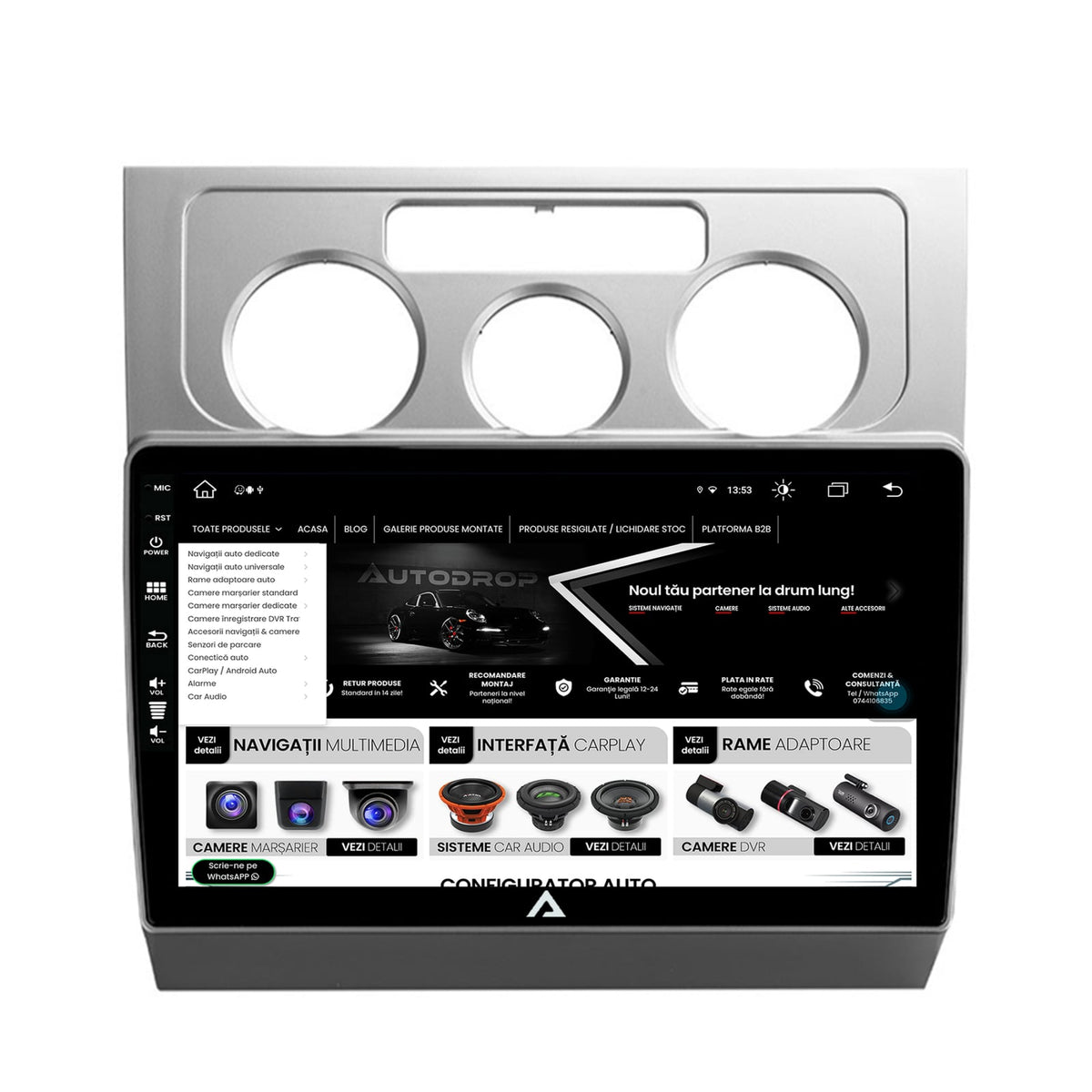 Navigatie Volkswagen Touran (2003-2010), Android, Z-Octacore / 8GB RAM + 256GB ROM, 10.1 INCH - AD-BGZ10008+AD-BGRKIT054