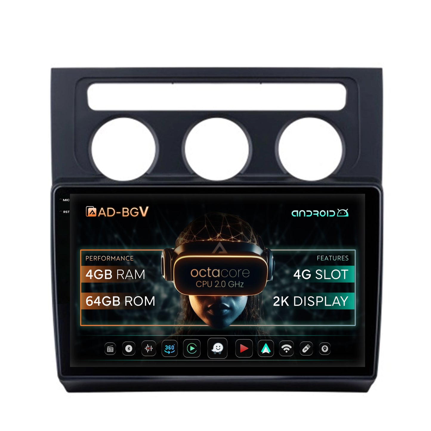 Navigatie Volkswagen Touran (2003-2010), Android, V-Octacore / 4GB RAM + 64GB ROM, 10.36 Inch - AD-BGV10004+AD-BGRKIT053