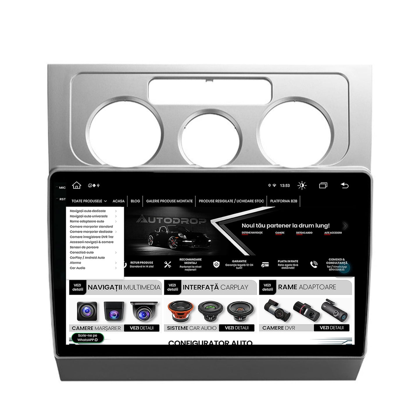 Navigatie Volkswagen Touran (2003-2010), Android, Z-Octacore / 8GB RAM + 256GB ROM, 10.36 Inch - AD-BGX10008+AD-BGRKIT054