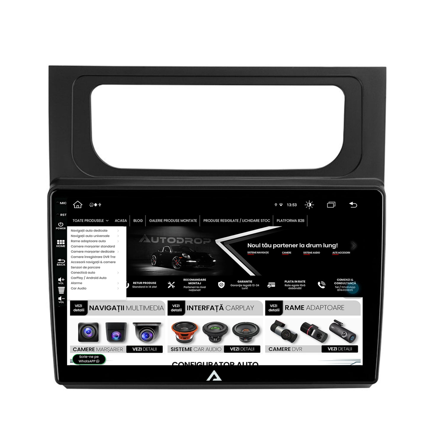 Navigatie Volkswagen Touran (2010-2016), Android, Z-Octacore / 8GB RAM + 256GB ROM, 10.1 Inch - AD-BGZ10008+AD-BGRKIT042