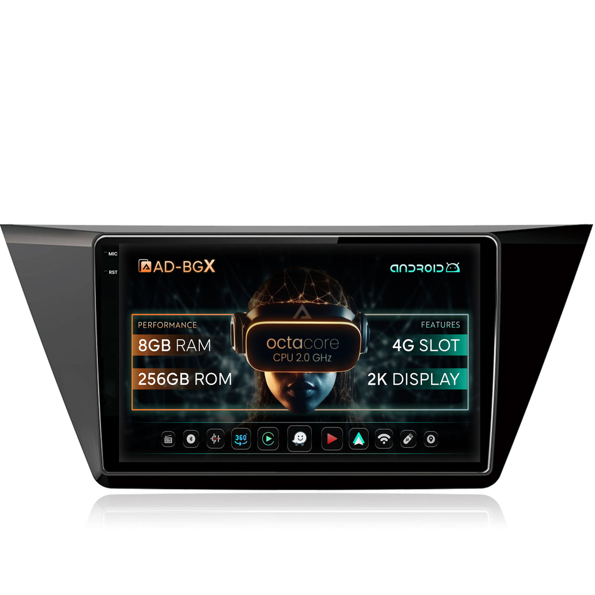 Navigatie Volkswagen Touran (2016+), Android, Z-Octacore / 8GB RAM + 256GB ROM, 10.36 Inch - AD-BGE9008+AD-BGRKIT032